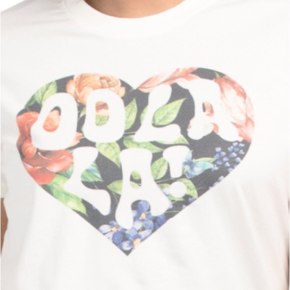 Johnny Was Heart Oolala Tee White T-Shirt with Floral Heart Design, NWT, XS - Picture 2 of 2